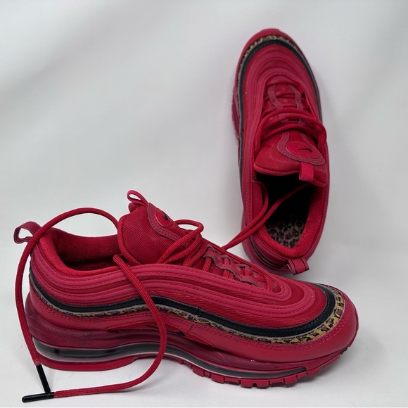 Nike Air Max 97 Red Leopard Womens Size 7.5 Athletic Shoes Sneakers - Picture 2 of 13